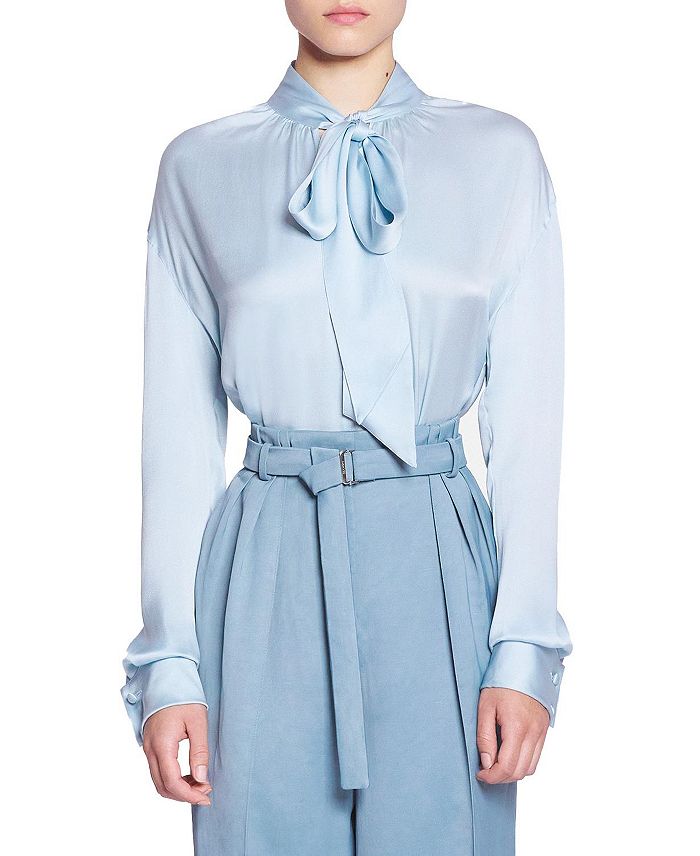 

Блузка с воротником-аскот Lanvin, синий