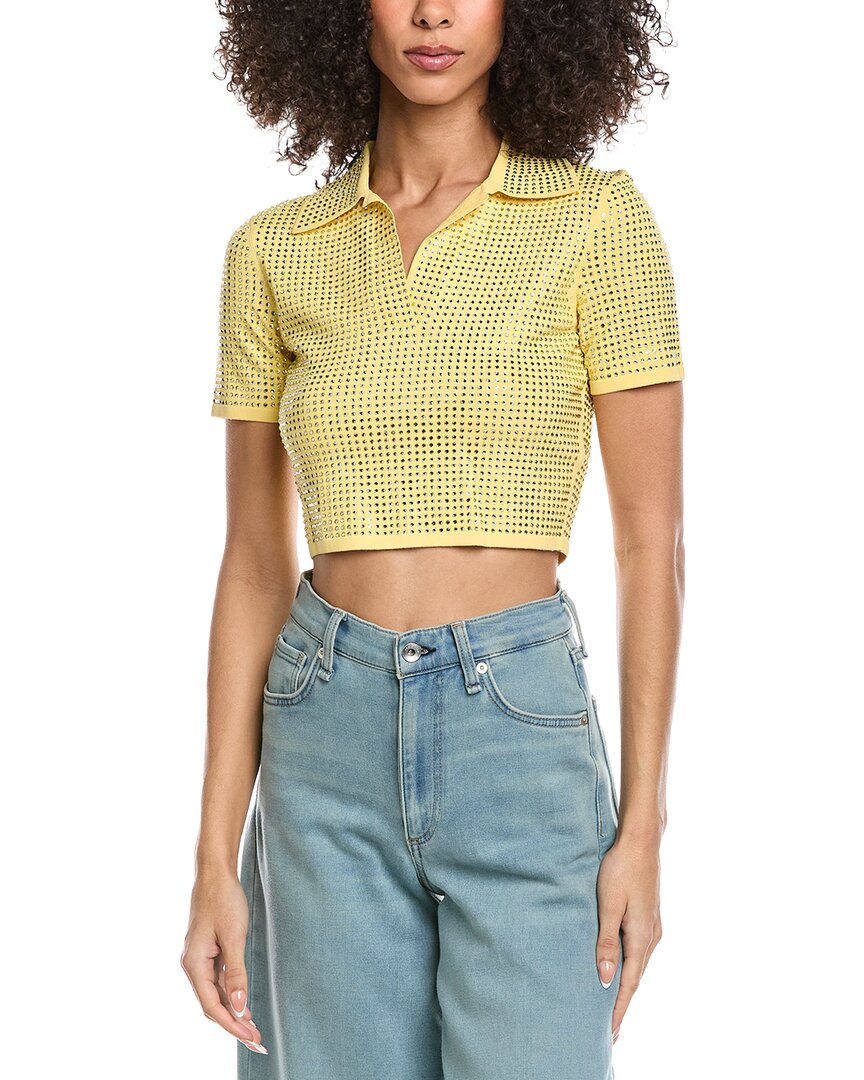 

Укороченная рубашка-поло Sandro со стразами, желтый