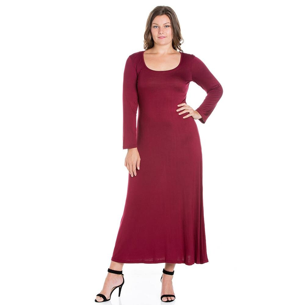 

Плюс размер 24seven Comfort Apparel Платье макси с длинными рукавами 24Seven Comfort Apparel, красный