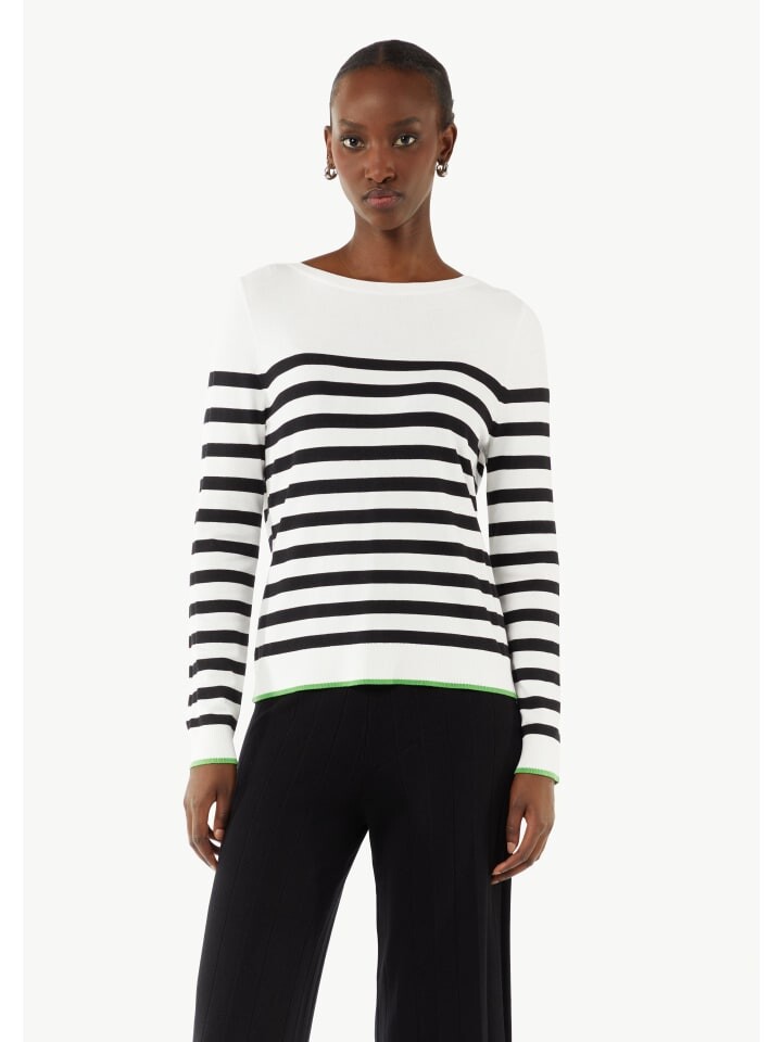 

Пуловер comma Strickpullover langarm, цвет Schwarz-weiß