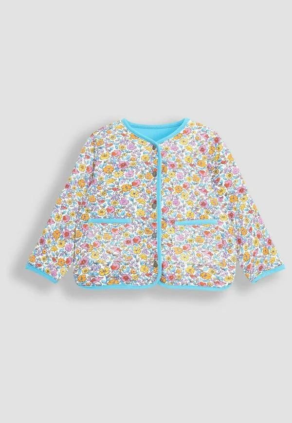 Стеганая двусторонняя легкая куртка стандартного кроя Jojo Maman Bébé, Duck Egg Blue Autumn Floral — фото 4