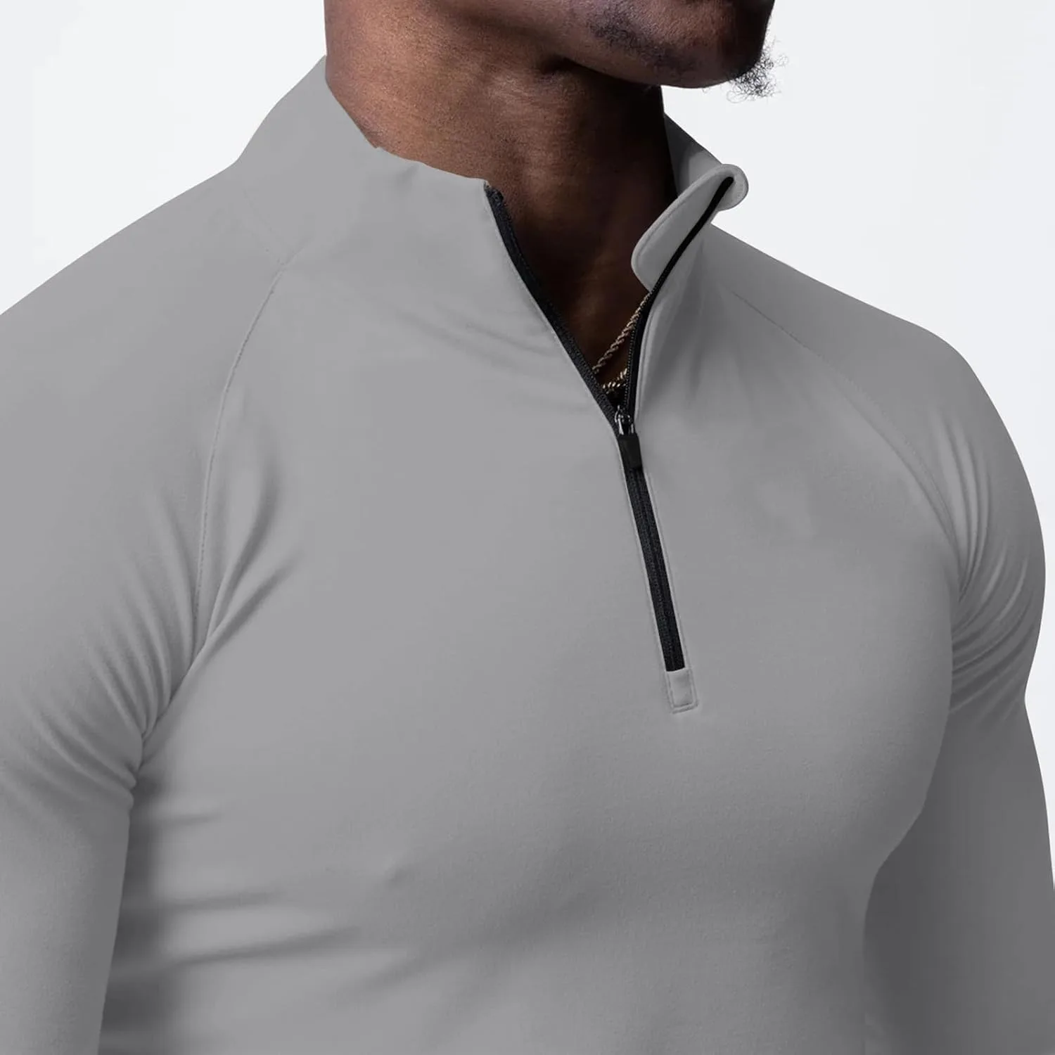 Мужская футболка 1/4 Zip Long Sleeve Slim Fit Stretch — фото 3