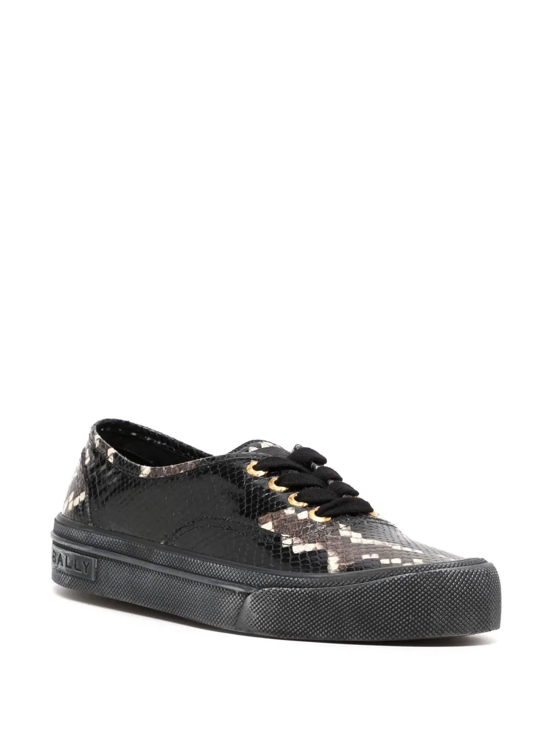Низкие кроссовки Bally Lyder с эффектом змеиной кожи, Multi Black — фото 2