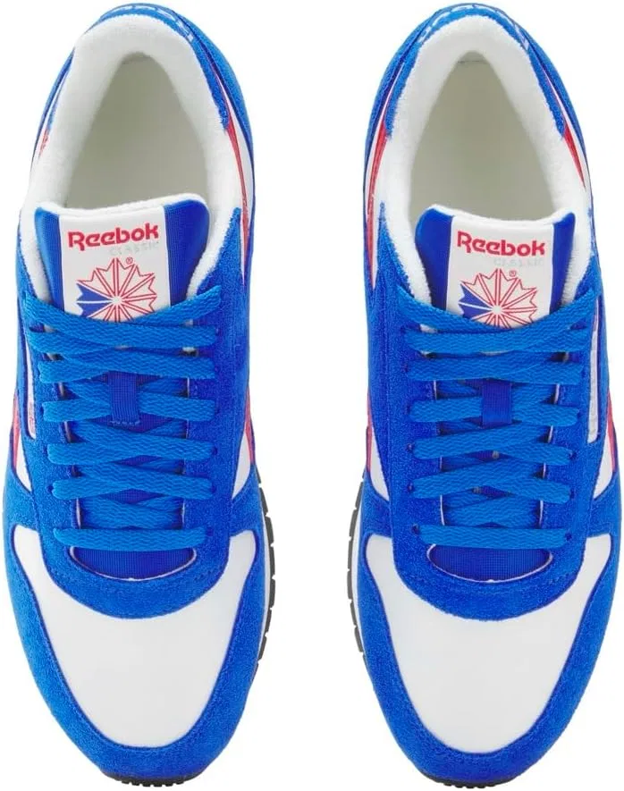 Женские кроссовки Reebok CL Lthr 153954 Amazon Renewed, Chalk Optimum Blue Vector Red — фото 3