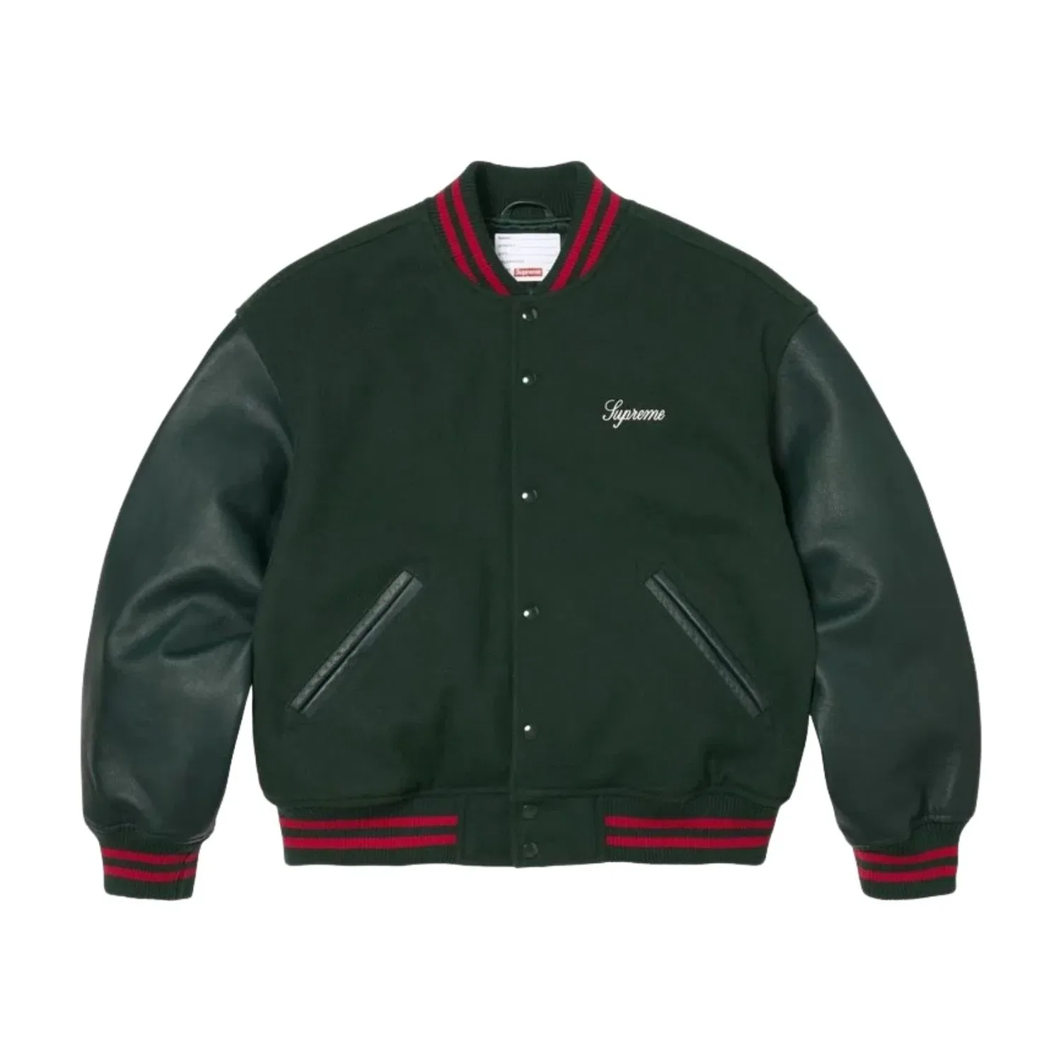 Куртка Supreme SS26 Cross Varsity Jacket 'Dark Green' SUP-SS26-155-GRN, зеленый — фото 2