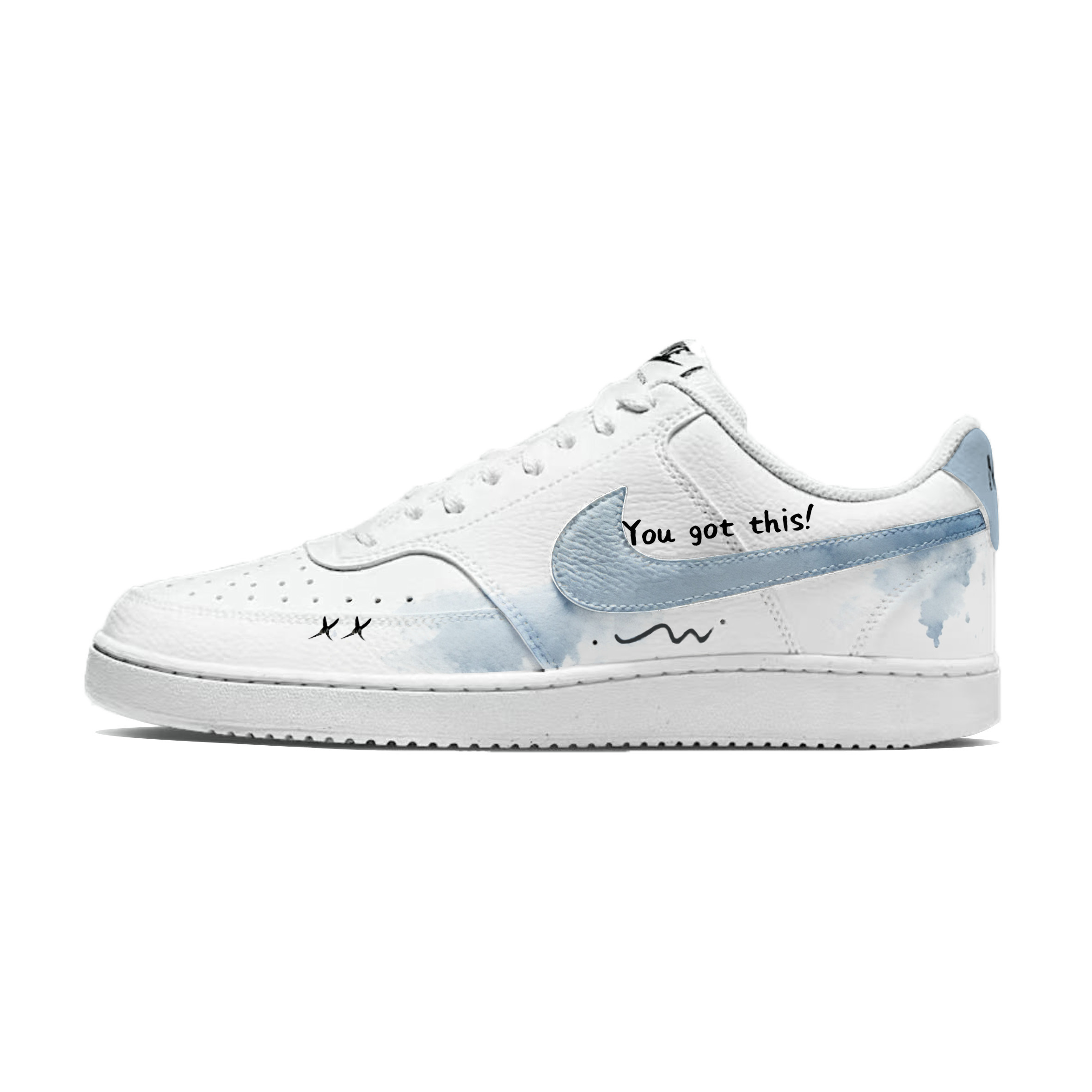 

Court Vision 1 Haze Blue амортизация, износостойкие низкие кроссовки для скейтбординга мужские синие Nike, белый