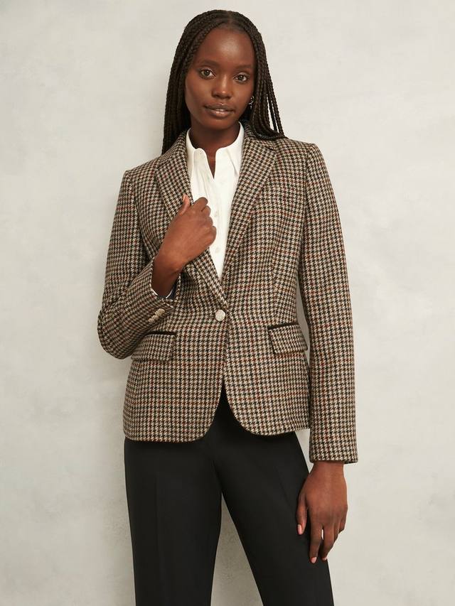 

Пиджак Adeline из чистой шерсти в клетку Houndstooth Hobbs, Brown/Multi