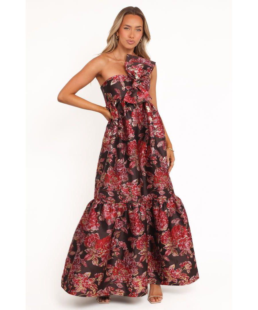 

Женское длинное платье Betina с бантом спереди - коричневое с цветочным принтом Petal and Pup, Brown