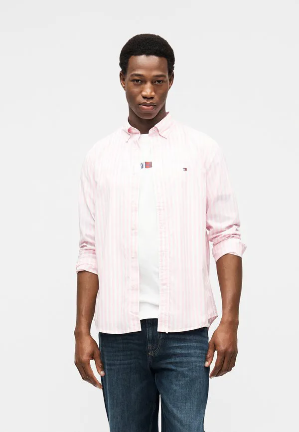 Рубашка из поплина в полоску, стандартного кроя, модель th flex. Tommy Hilfiger, Classic Pink/Stripe