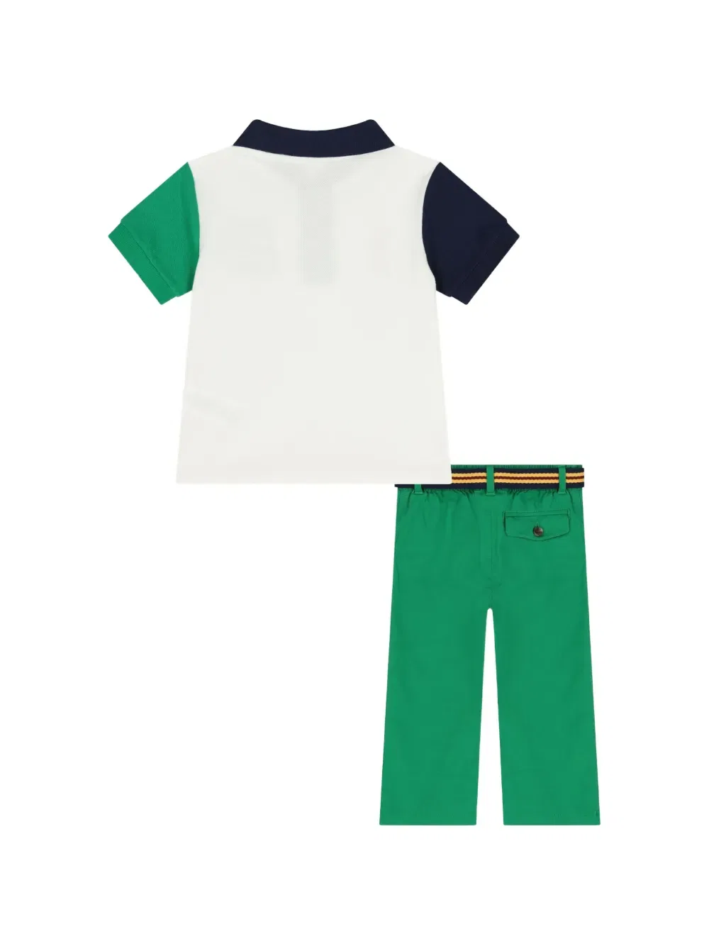 Полосатые брюки с поясом Polo Ralph Lauren Kids, зеленый — фото 2
