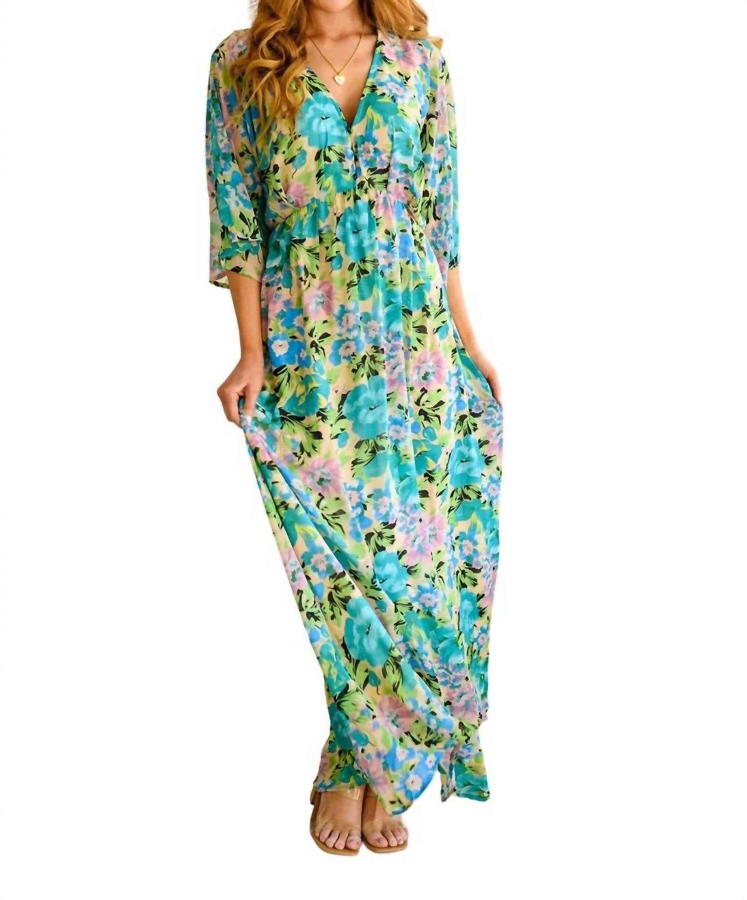 

Платье макси Donna Floral в бирюзовом цвете entro