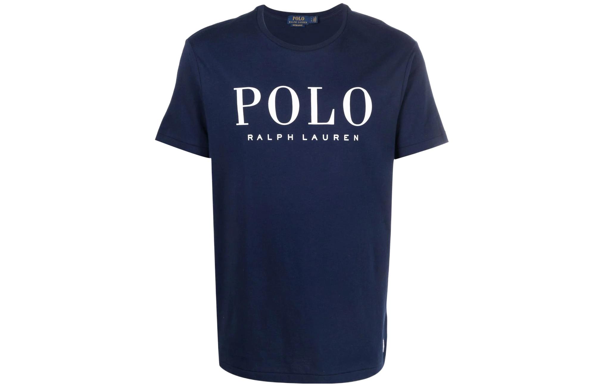 

Хлопковая футболка с принтом логотипа Polo Ralph Lauren, синий