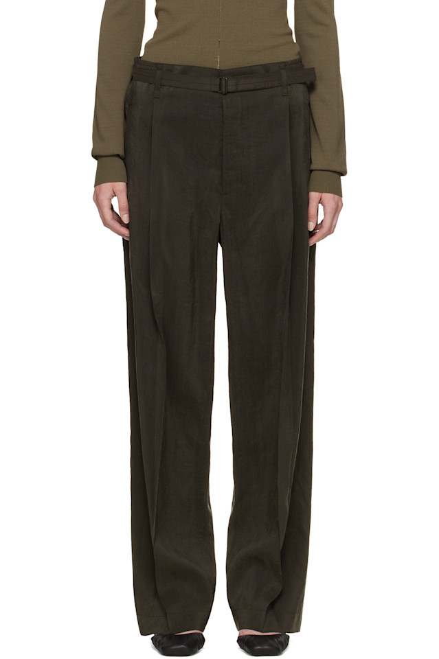 

Брюки свободного кроя с поясом Lemaire, цвет dark espresso