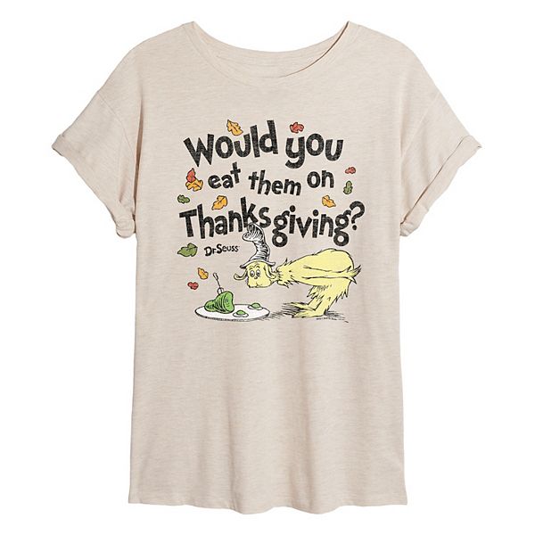 

Футболка Juniors' would you eat them on thanksgiving oversized Dr. Seuss, Beige