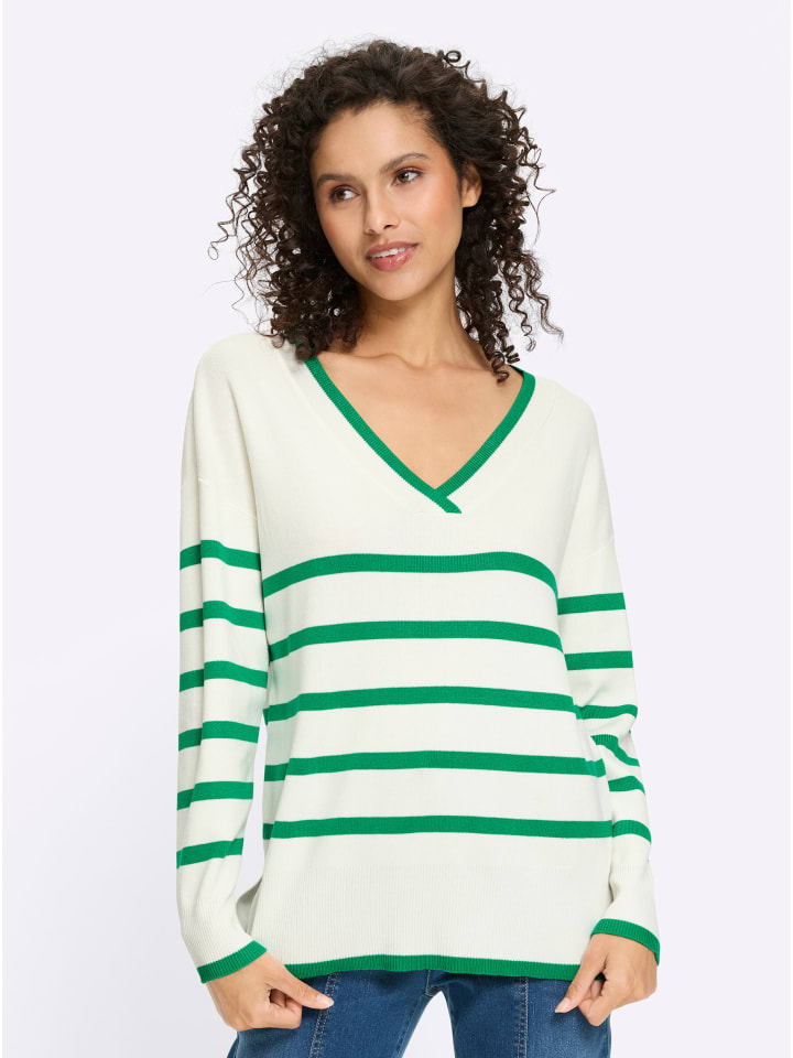 

Heine Полосатый свитер в травянисто-зеленую и кремовую полоску