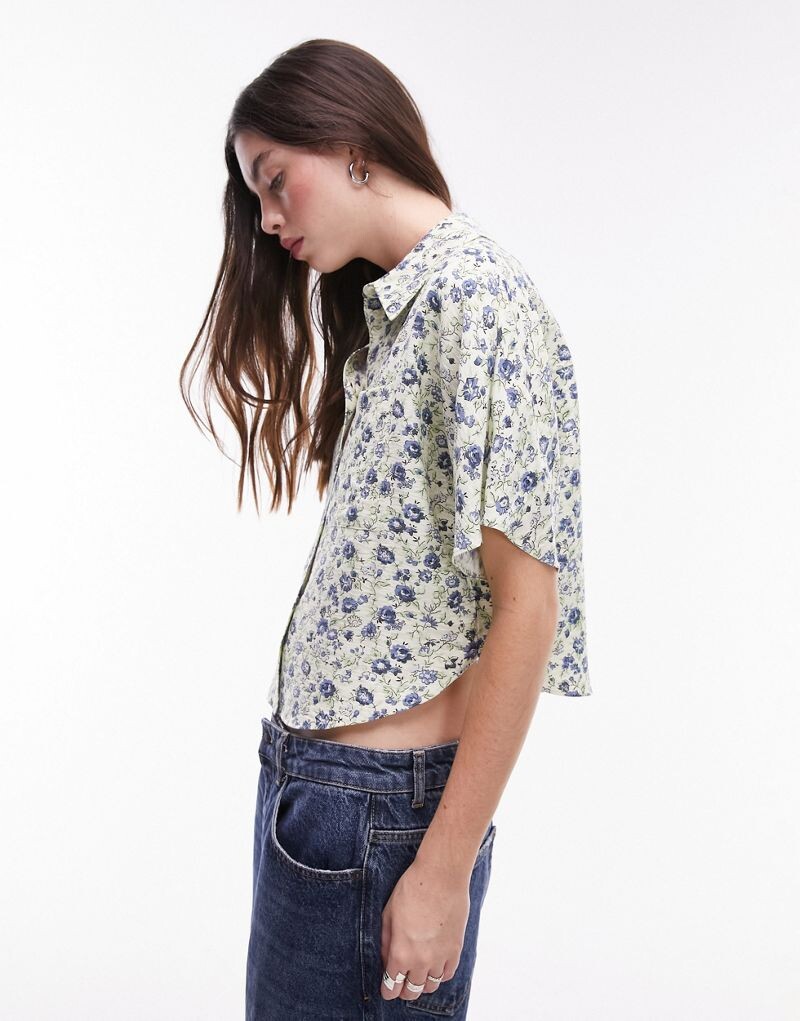 

Укороченная рубашка с принтом Topshop