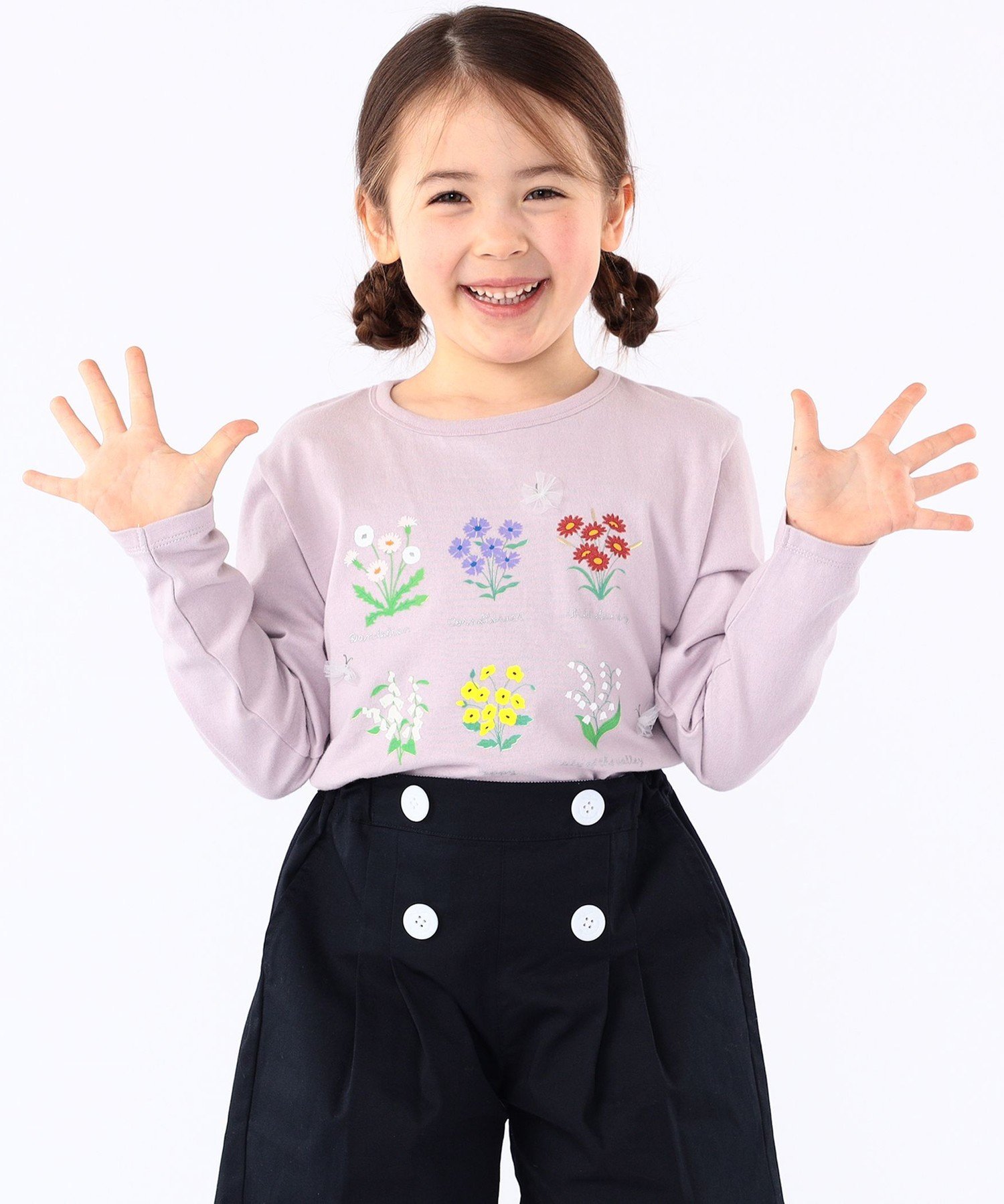 Детская футболка с длинным рукавом "Цветочная книга": 100~130 см SHIPS KIDS, Light Pink — фото 2