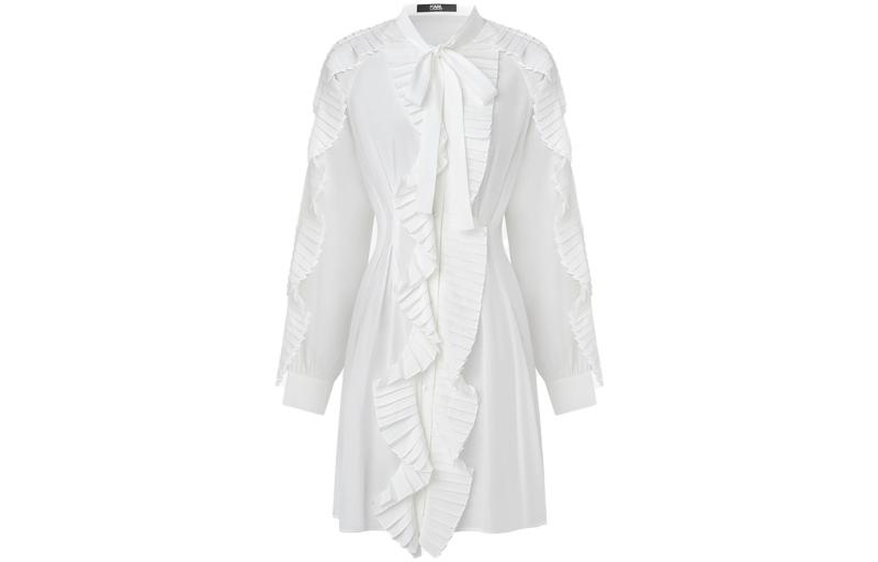 

KARL LAGERFELD / Karl Lagerfeld Jeans Платье KARL LAGERFELD с длинными рукавами, белое женское