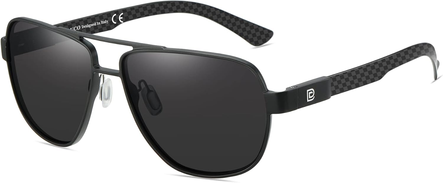 

Солнцезащитные очки-авиаторы DUCO для мужчин, поляризованные, с защитой от УФ-излучения, дужки из углеродного волокна, мужские солнцезащитные очки для вождения 3051, Black Frame Grey Lens
