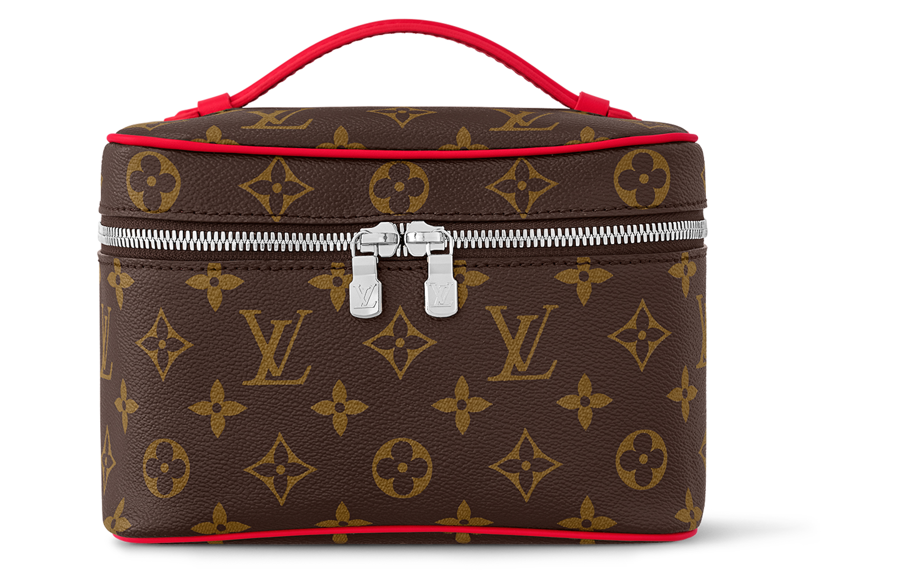 

LOUIS VUITTON Пудреница из лакированного полотна с кожаной отделкой миниатюрная женская в цвете коричневый и румянец