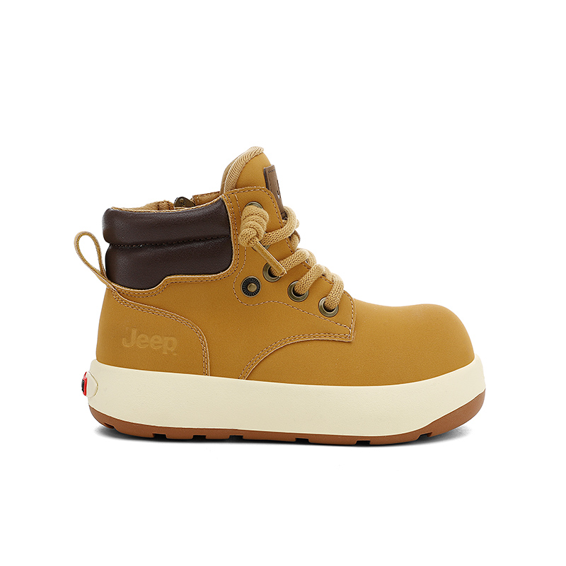 Synthetic Leather Anti Kick, Abrasion Resistant, Waterproof низкие кожаные ботинки для детей подростков Jeep, коричневый — фото 3