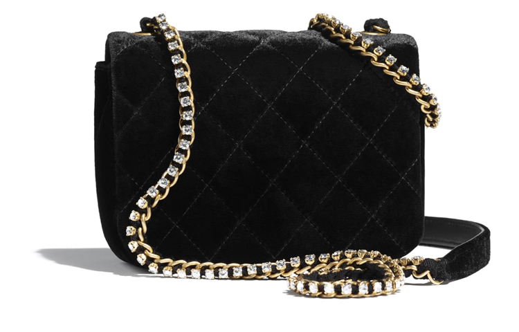 CHANEL Вельюровая сумка с клапаном, наплечная сумка, мини кроссбоди женская black — фото 3