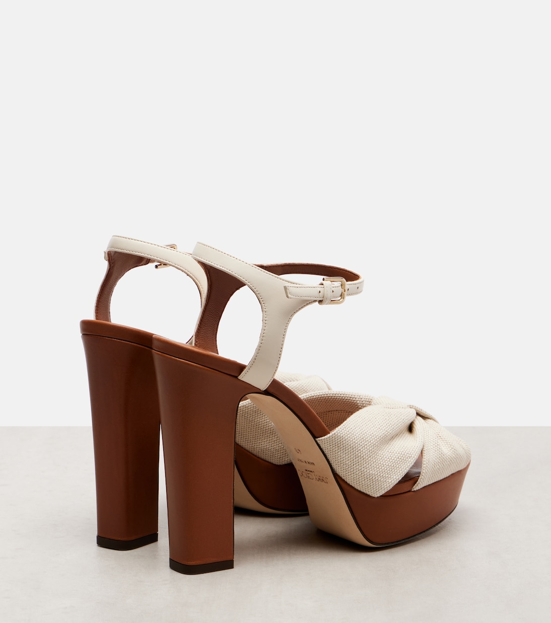 Элоиза 120 сандалии на платформе из холста Jimmy Choo, Tan/Natura — фото 2