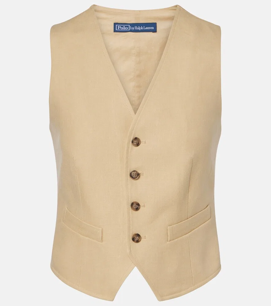 Хлопковый жилет Polo Ralph Lauren, бежевый