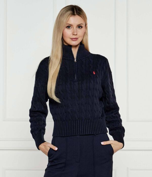 

Свитер женский Polo Ralph Lauren вязаный с воротником на молнии, синий