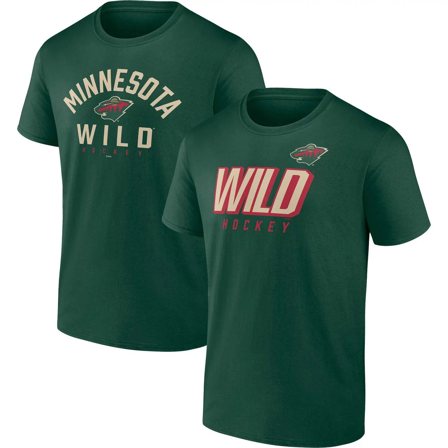 

Комплект из двух мужских зеленых футболок с фирменным логотипом Minnesota Wild Wordmark Fanatics, Зеленый, Комплект из двух мужских зеленых футболок с фирменным логотипом Minnesota Wild Wordmark Fanatics