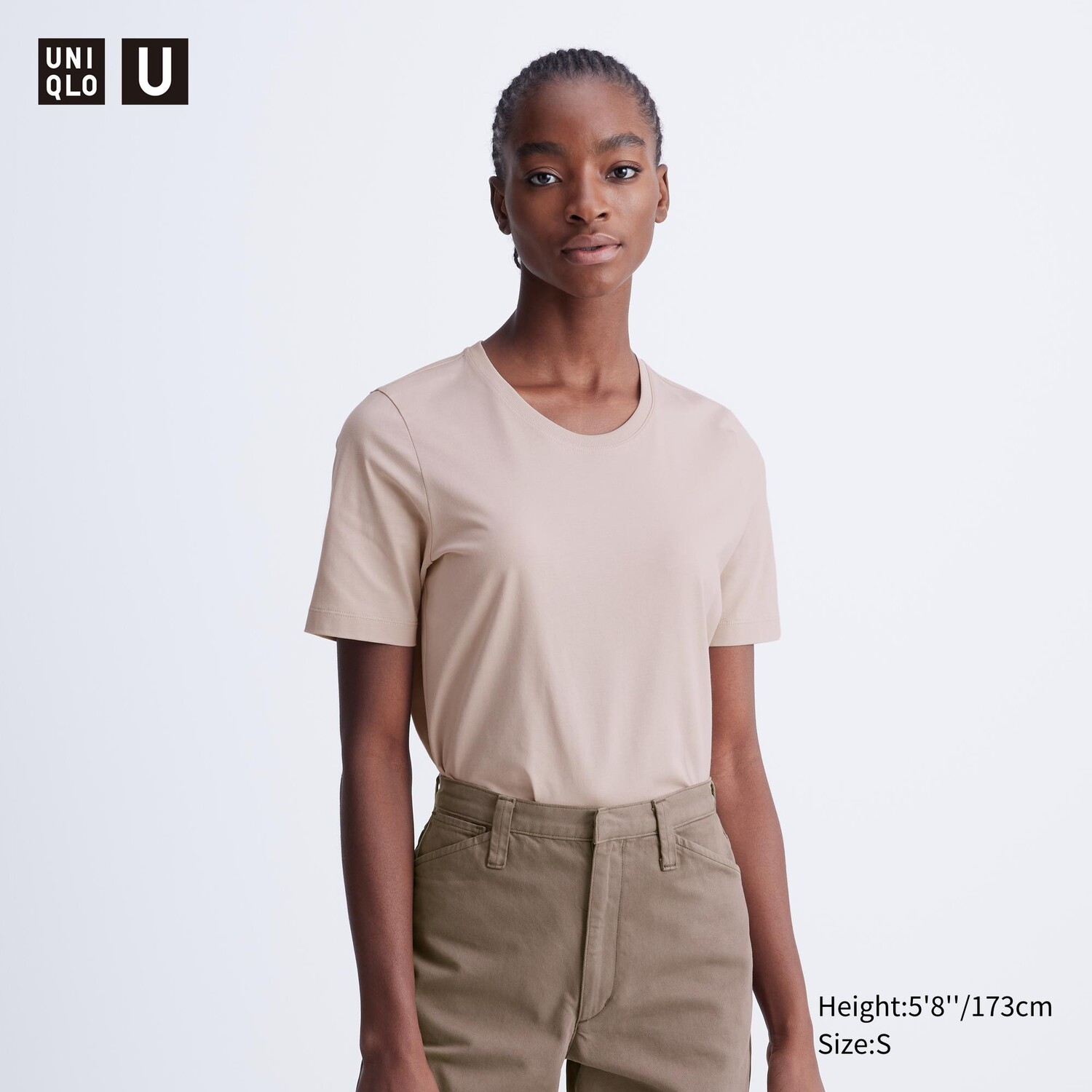 

Футболка с круглым вырезом из 100% хлопка Supima UNIQLO, розовый