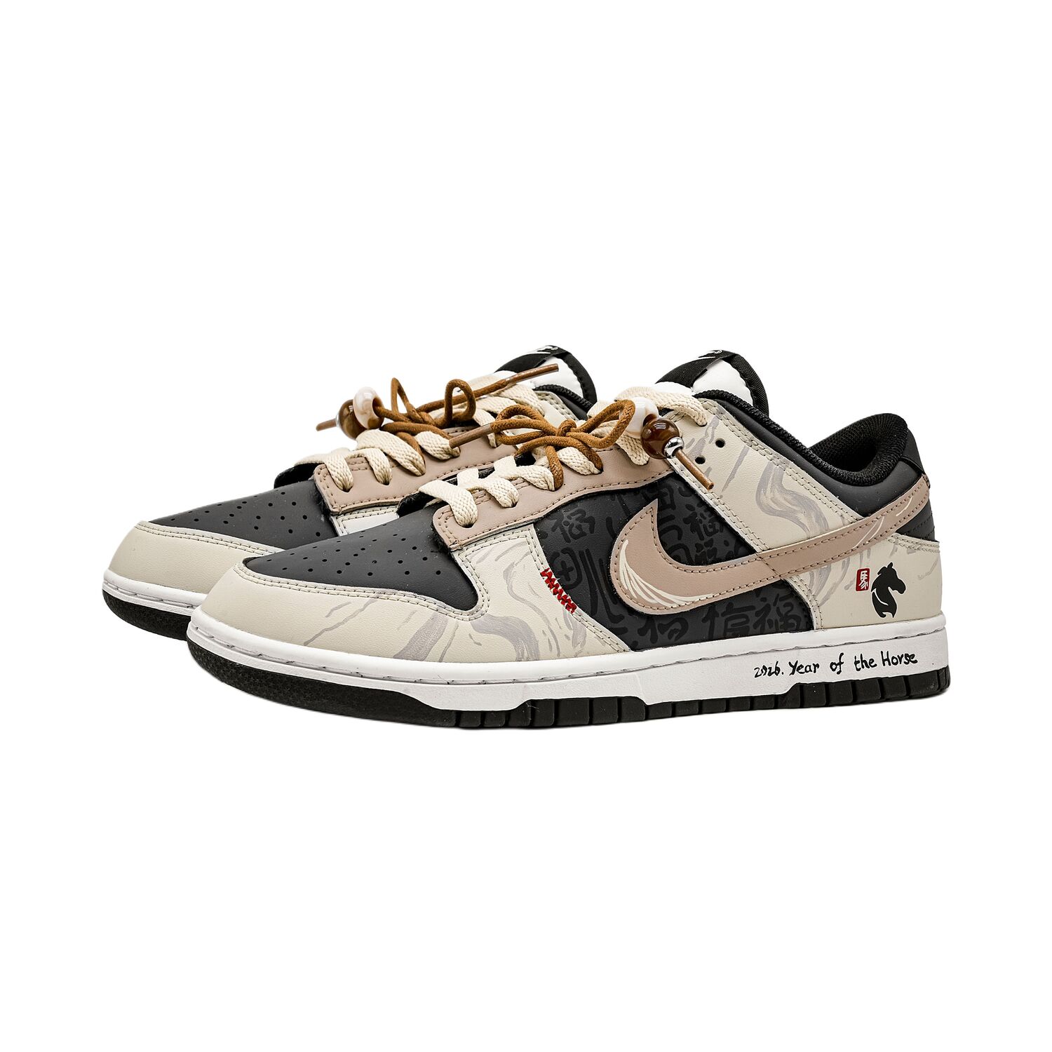 Nike Мужские низкие скейтборд-кроссовки Dunk Blessed Horse And Auspicious Presentation с амортизацией и износостойким покрытием, цвет экрю, 2025 год — фото 4