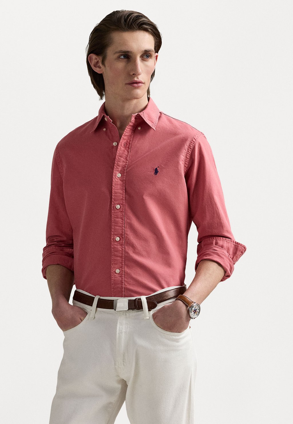 

Рубашка SLIM FIT GARMENT-DYED OXFORD SHIRT Polo Ralph Lauren, темно-синий