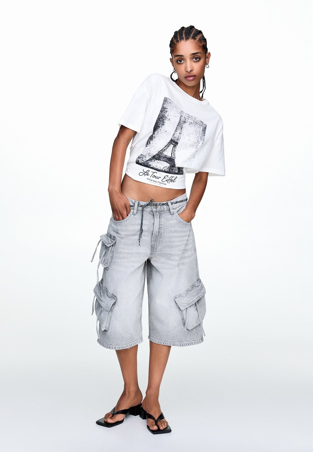 

Футболка с набивным рисунком EIFFEL TOWER POINTILLISM PULL&BEAR, белый