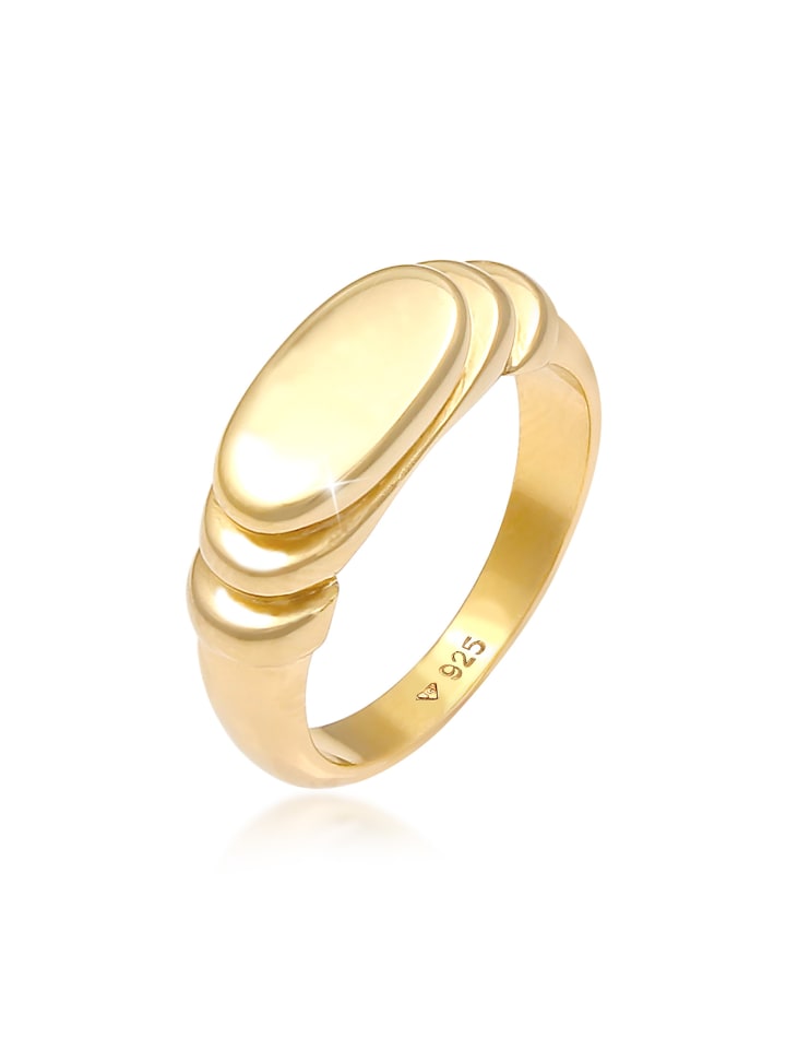 

Elli Кольцо-печатка из серебра 925 пробы с золотым покрытием