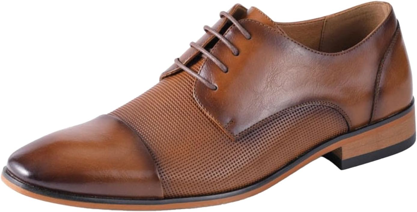 

Мужские оксфорды Amali с текстурированным носком, мужские оксфорды из высококачественной искусственной кожи, универсальная официальная обувь для любого случая, Cognac (Brent)