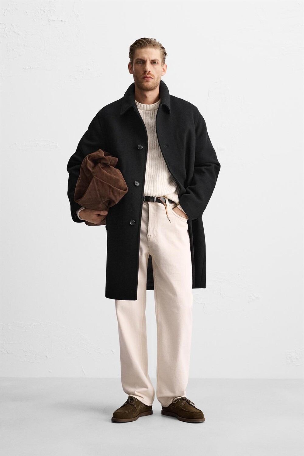 

Пальто из шерсти ZARA, черный