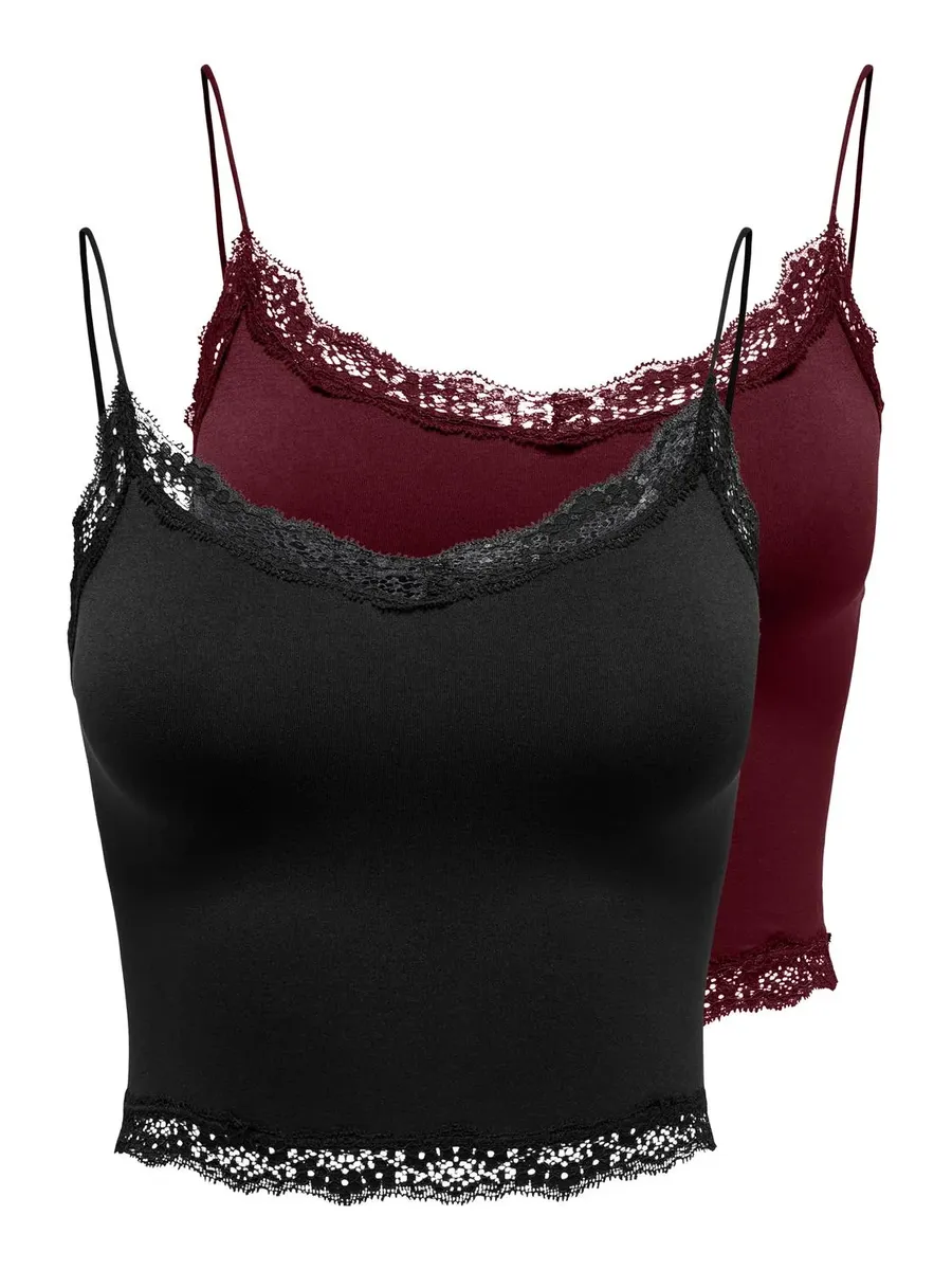 

Only майка "ONLVICKY LACE SEAML 2-PACK CROPPED TOP" (упаковка, 2 шт.), черный