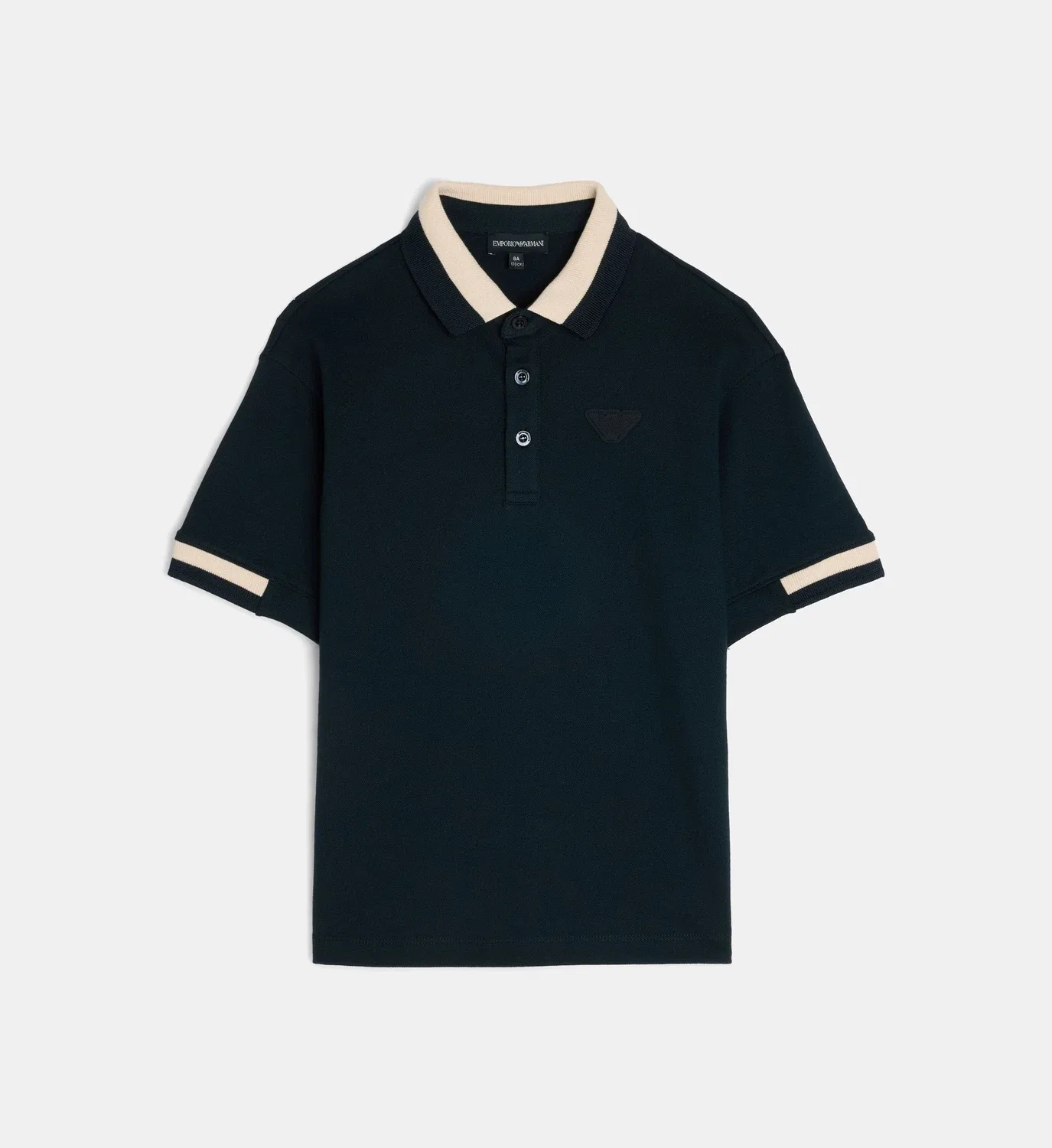 Двухцветное хлопковое поло Emporio Armani Junior, синий