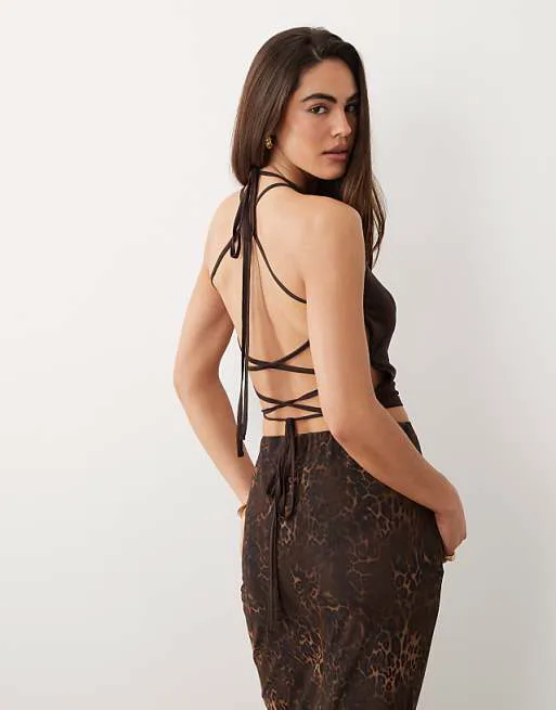 

Шоколадный топ-комбинезон скинни с бретелями ASOS DESIGN