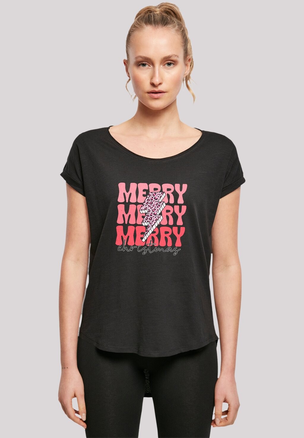 

Футболка с принтом MERRY WEIHNACHTEN LEO F4NT4STIC, черный