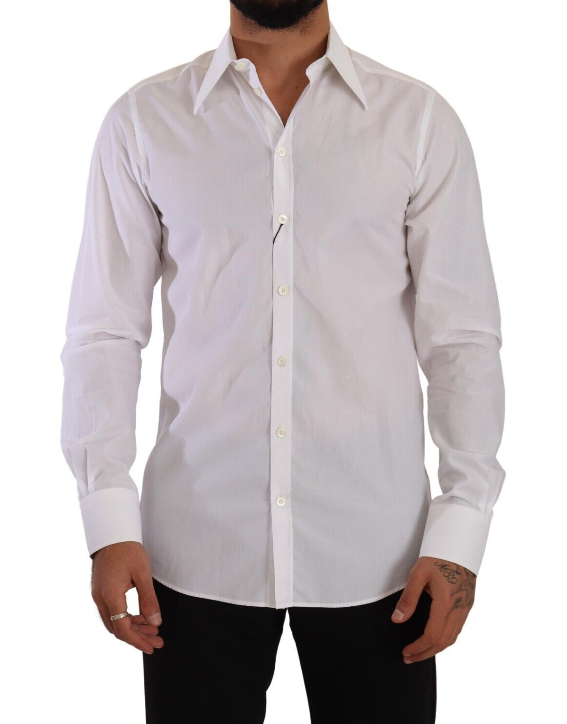 

Элегантная белая хлопковая рубашка-платье - Slim Fit Dolce & Gabbana
