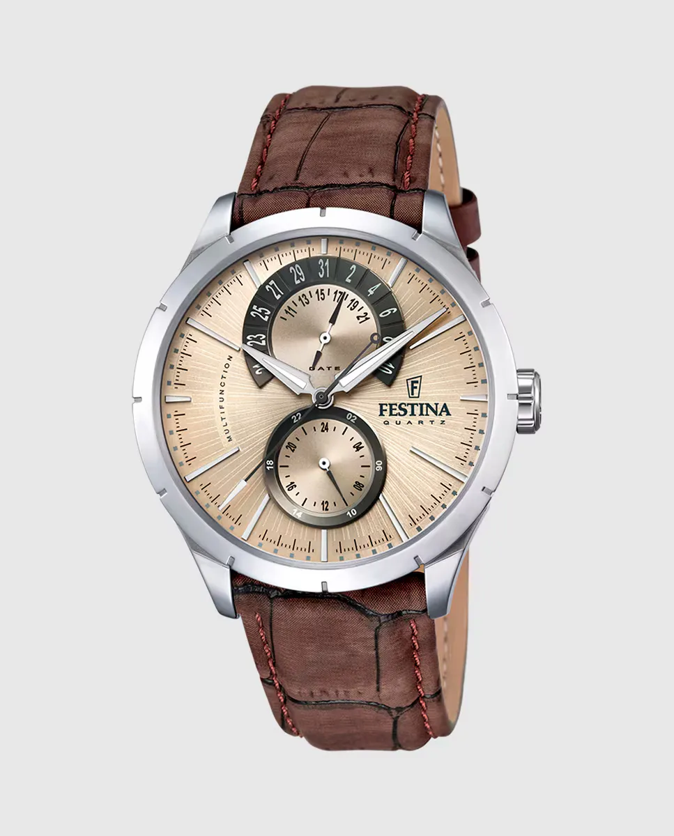 

F16573/9 Ретро коричневые кожаные мужские часы Festina, коричневый