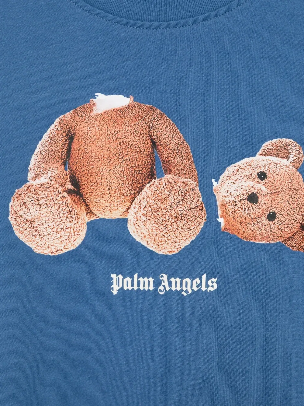 Футболка с круглым вырезом и принтом "Тедди" Palm Angels Kids, синий — фото 3