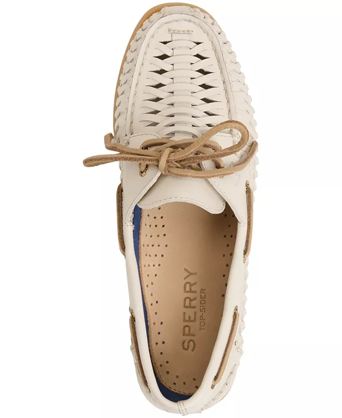 Женские туфли-лодочки AO с круглым носком и плетением на 2 люверса Sperry, слоновая кость/кремовый — фото 4