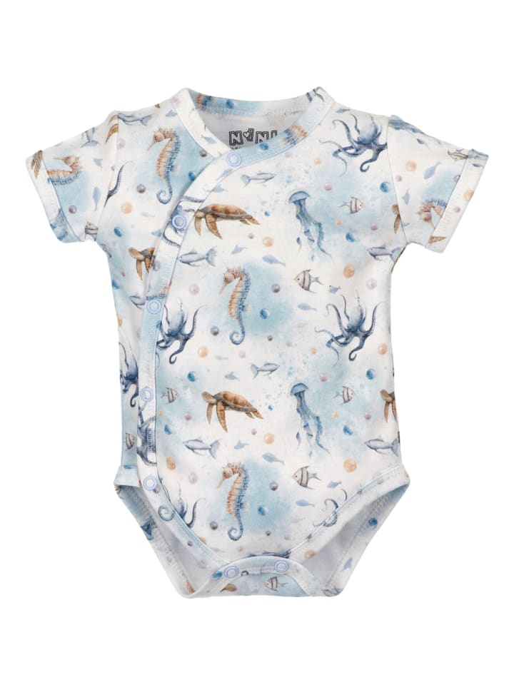 

Nini Боди с короткими рукавами, украшенное белыми морскими обитателями