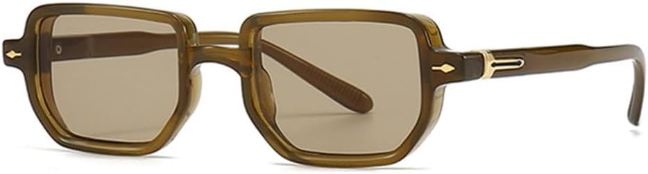 

Популярные модные прямоугольные солнцезащитные очки для женщин, защита от УФ-излучения UV400, ретро-градиентные очки для мужчин, трендовые солнцезащитные очки с заклепками TYUVIVO, Olive Green Tea