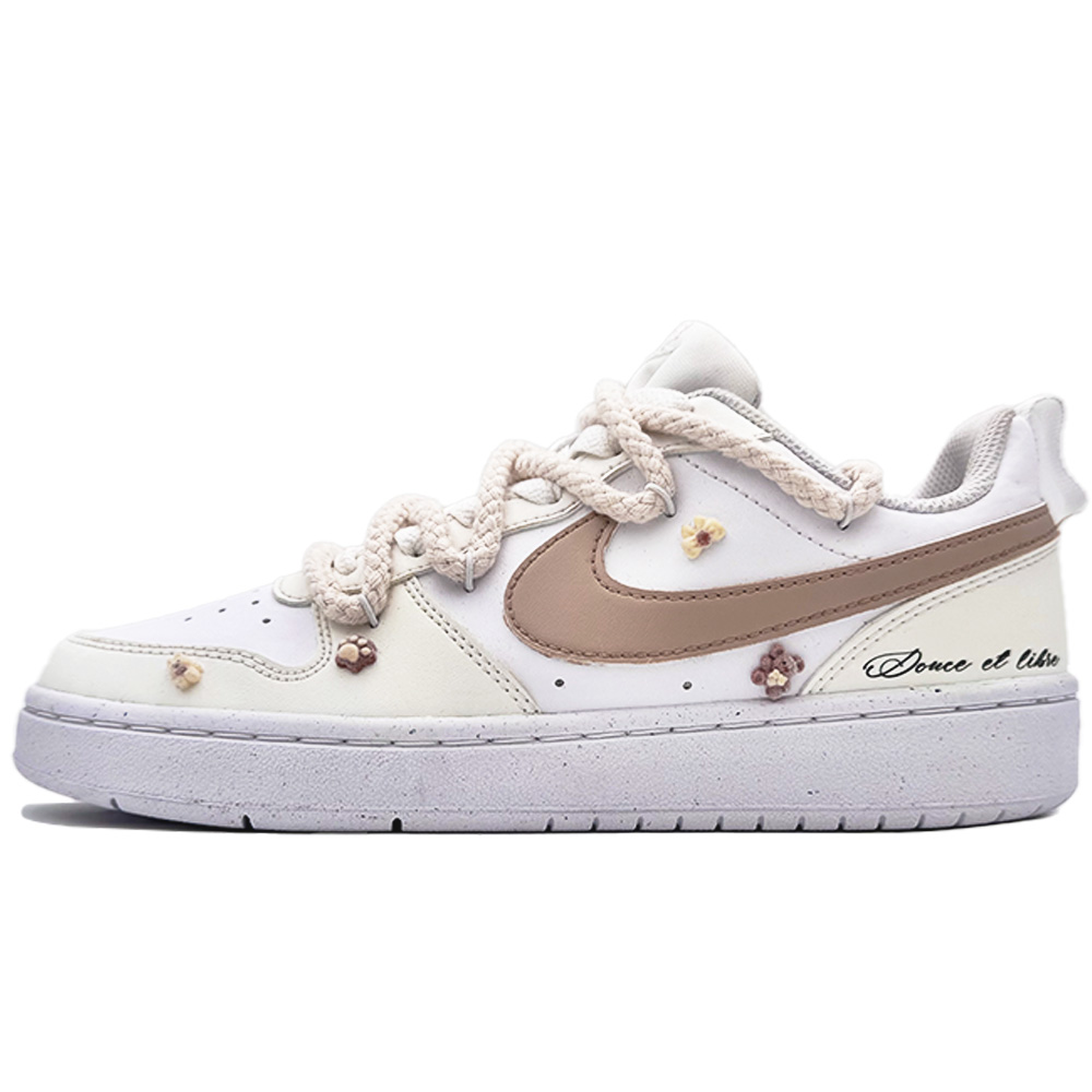 

Детские кроссовки для скейтбординга Court Borough с низким верхом, нескользящие, экрю, для подростков Nike, Bear Milk Bean