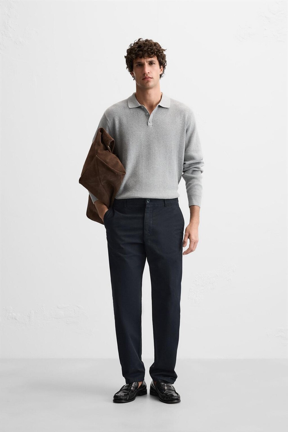 

Брюки чинос стандартного кроя ZARA, темно-синий