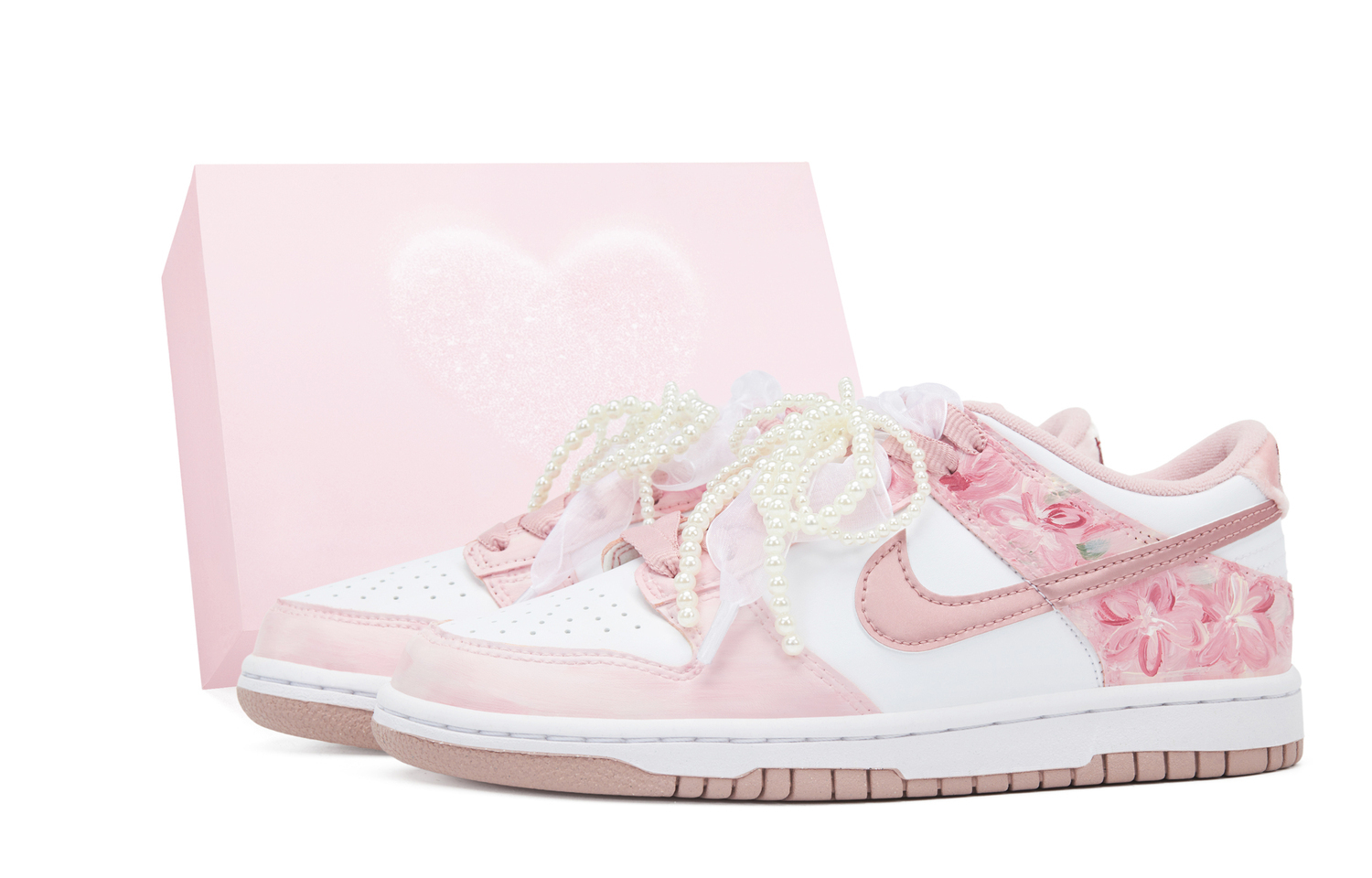 

Nike Детские скейтбордистские кроссовки Dunk Pink Floral с цветочным принтом, износостойкие, низкие, розовые, для подростков